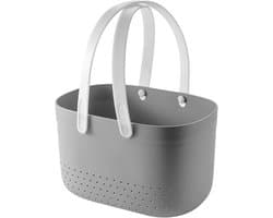 JGS Premium - Draagbare Douchemand met Ventilatiegaten - Kunststof Opbergmand - Grote Capaciteit - Handgrepen - Grijs.