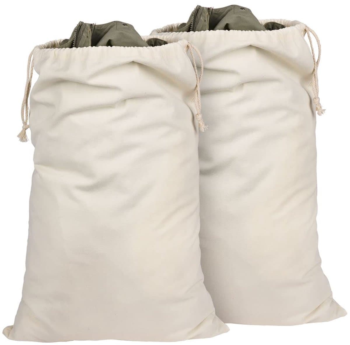 Unyqoos® Herbruikbare stoffen zakken met trekkoord voor veelzijdig gebruik, 50 x 75 cm, set van 2 stuks — afbeelding 1