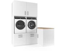 Wasophoogte® Wasmachine Kast Hong Kong - Wasmachine verhoger - Wasmachine ombouw - 700(D)*2030(B)*2350(H) mm - Wit — afbeelding 1