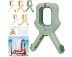 6-delige Set Kleurrijke Strandhanddoek Clips - Grote Plastic Kledingklemmen voor Strandstoelen en Zwembadstoelen. Strandaccessoire voor Windproof Bevestiging - Set van 6 stuks.