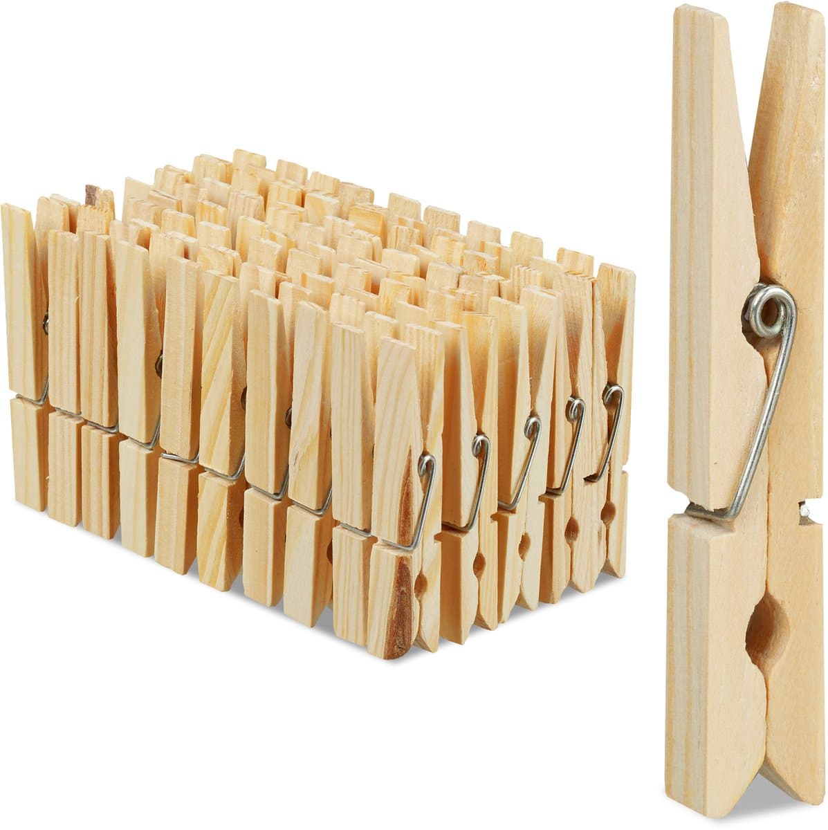 houten wasknijpers - set van 100 - 7 cm - groot - knutselen — afbeelding 1