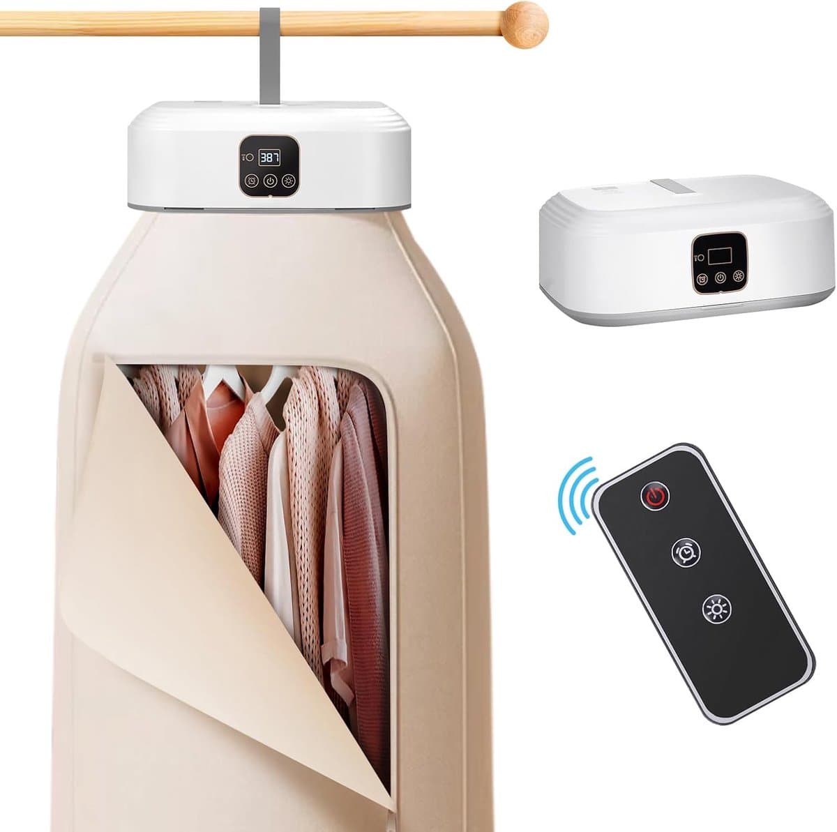 Droger - Draagbare elektrische droger - Opvouwbare droger - UV-sterilisator - 360° hetelucht - Mini-droger - Verstelbaar - Ideaal voor thuis, op reis, in de camper en in compacte wasruimtes - Wit — afbeelding 1