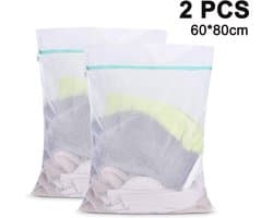 longziming -2-delige Grote Waszakken Set – 60x80 cm Wasnet met Rits, Duurzaam en Sterk, Beschermt Kleding in Wasmachine – Ideaal voor Fijnwas, Sportkleding en Delicate Stukken