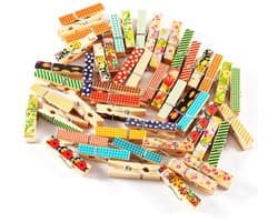 50 Stuks Mini Schattige Beschilderde Houten Clips voor Foto’s, Papieren, Kleding en Knutselprojecten 3,5x0,7cm