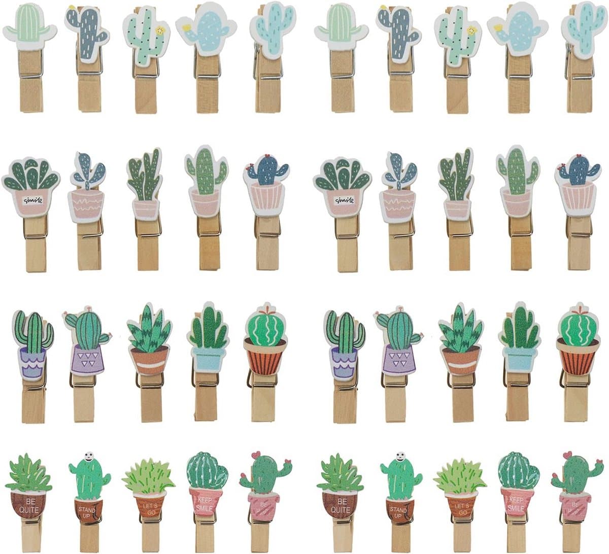 Mini Houten Wasknijpers - Cactus Foto en Creatieve Clips - 80 Stuks — afbeelding 1