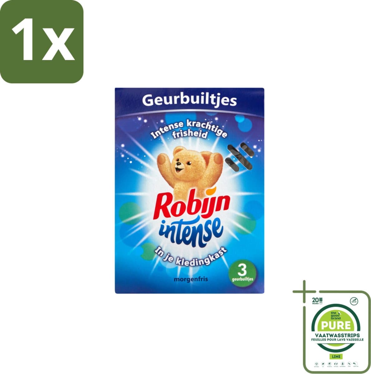 1 x Robijn Geurbuiltjes Intense 3 stuks per verpakking - Geurbuiltjes - Langdurige Geur - Frisse Geur - Kleding Geur - Parfum — afbeelding 1