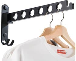 Wandgemonteerd Kledingrek - Droogrek - Droogrek Inklapbaar - Aluminium - Zwart