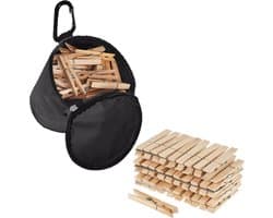 Sorx - Wasknijpers zak met karabijn ophanghaak - 108x wasknijpers hout