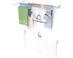 Foxydry Fold 116 cm DOWN - white - wasdroogrek wandmontage clicksysteem - neerwaartse sluiting - 116 x 50 x 10 cm — afbeelding 1