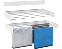 Vonia Wanddroogrek Inklapbaar 80 cm - Wasrek Hangend - 4m drooglengte - Droogrek Hangend - Wit