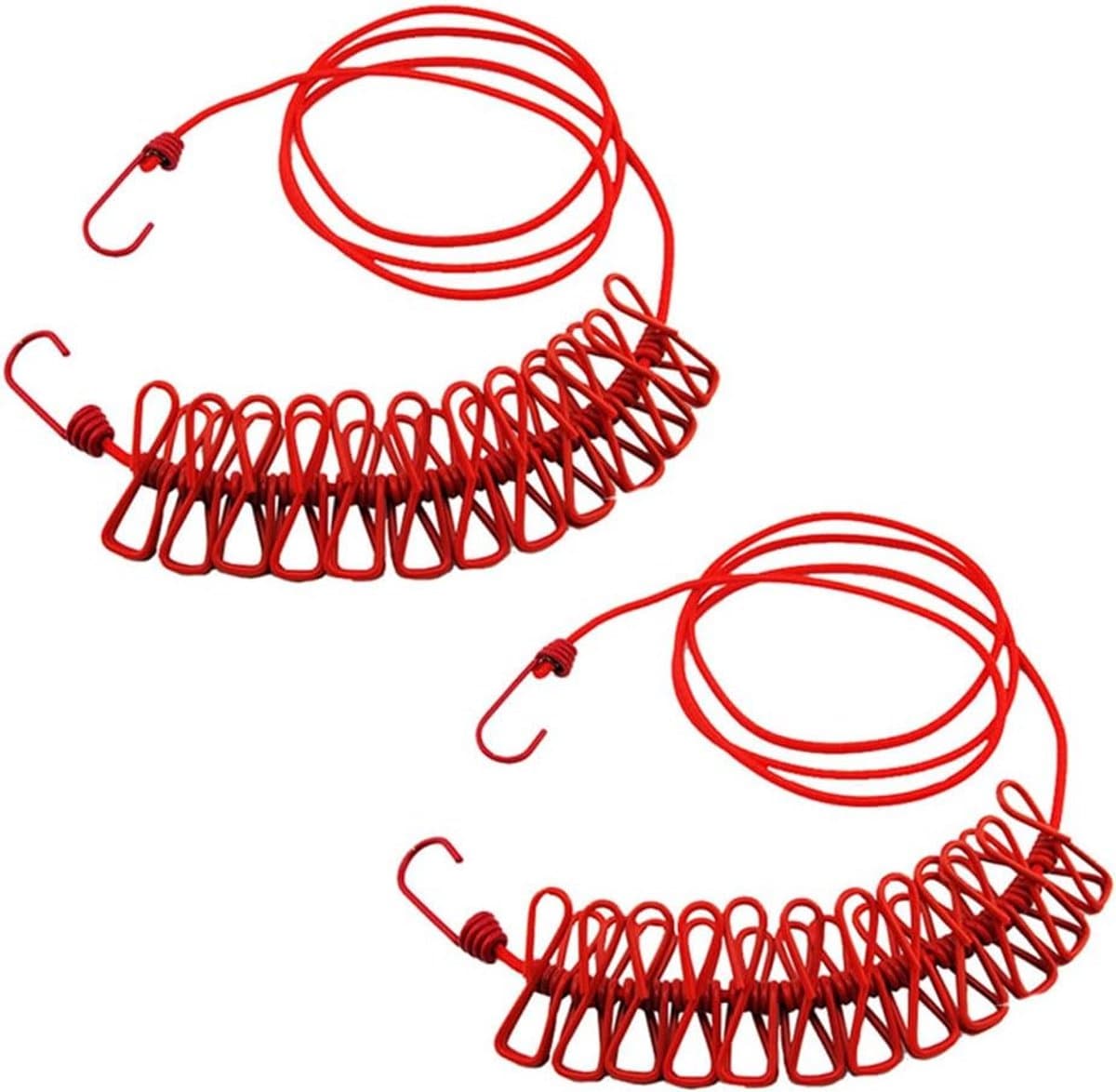 Intrekbare Waslijn - Draagbaar - 2 stuks - Rood — afbeelding 1