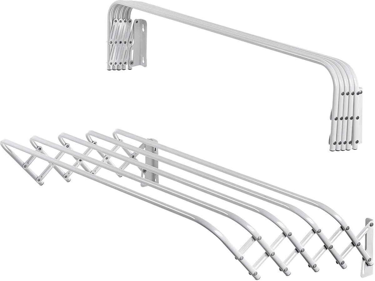 KADAX Inklapbaar wasrek voor wasruimte, ruimtebesparende wasdroger van metaal, uittrekbare accordeonwand, kleerhanger voor binnenshuis (80 cm) — afbeelding 1