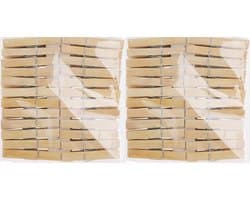 Bamboe wasknijpers - 96x - hout - 7 cm