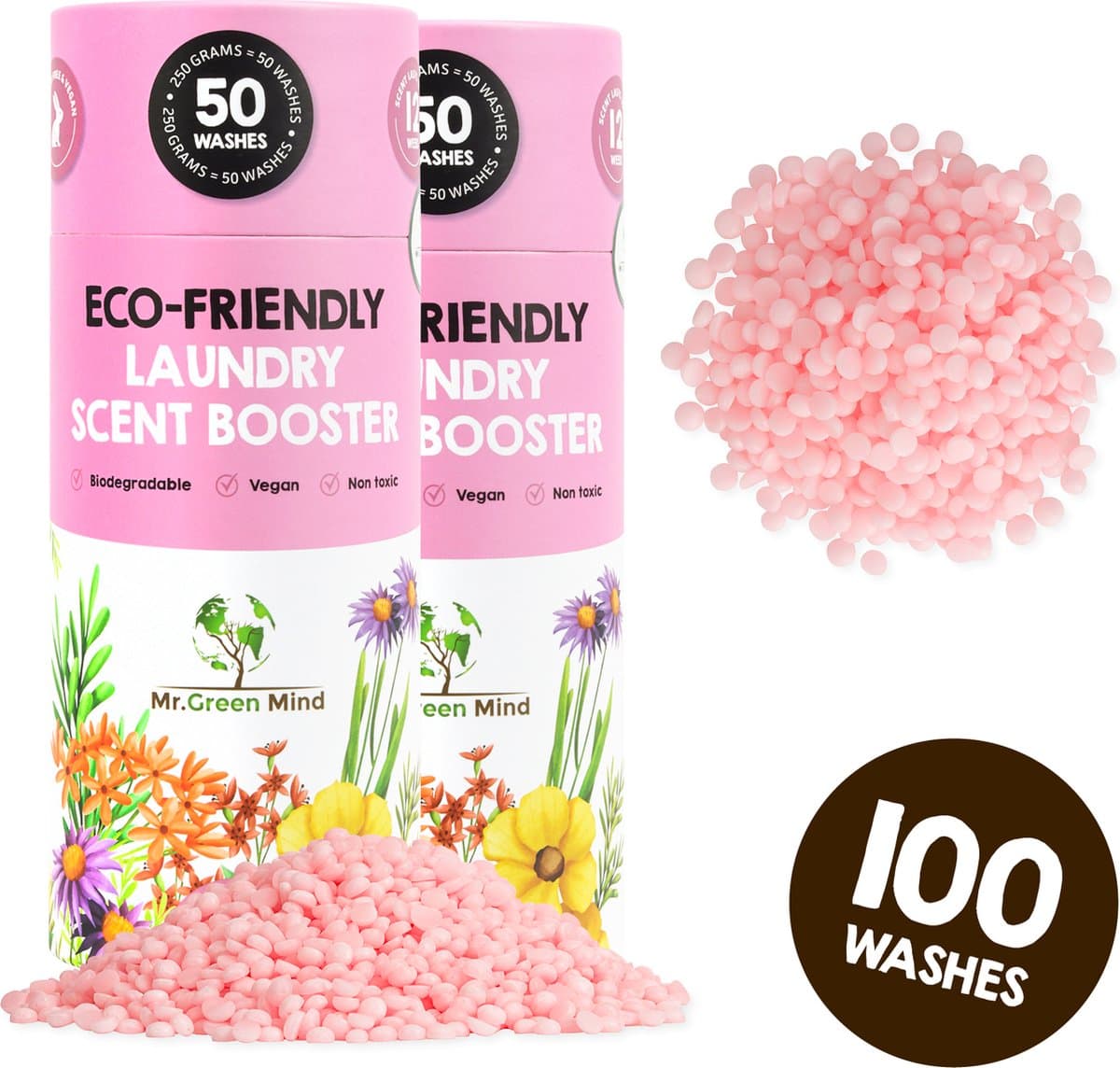 Mr. Green Mind wasparfum Flower Forest 100 wasjes - Wasparels - Geurbooster - Geurparels - Kledingverfrisser - Proefpakket — afbeelding 1