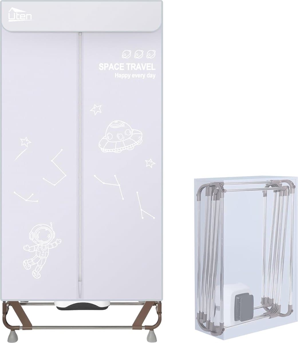 Draagbare Elektrische Wasdroger - Snelle Droogmachine met Grote Capaciteit en Geen Installatie Vereist - 170 cm, 1500 W, Grijs — afbeelding 1