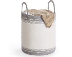SONGMICS RLH060G01 - Wasmand van Katoentouw met Handgrepen - Voor Dekens en Kledingopslag - Geschikt voor Slaapkamer en Wasruimte