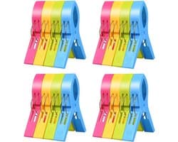 16 Stuks Grote Multicolor Kledingknijpers, Winddichte Klemmen voor Handdoeken, Dekens en Wasgoed