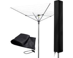Droogmolenhoes - Beschermhoes - Droogmolen Hoes Universeel - 210D Oxford - 165×16×16cm - Heavy Duty Roterende Waslijn Afdekking met Rits - voor Tuin, Binnenplaats, Buiten en op de Camping - Zwart
