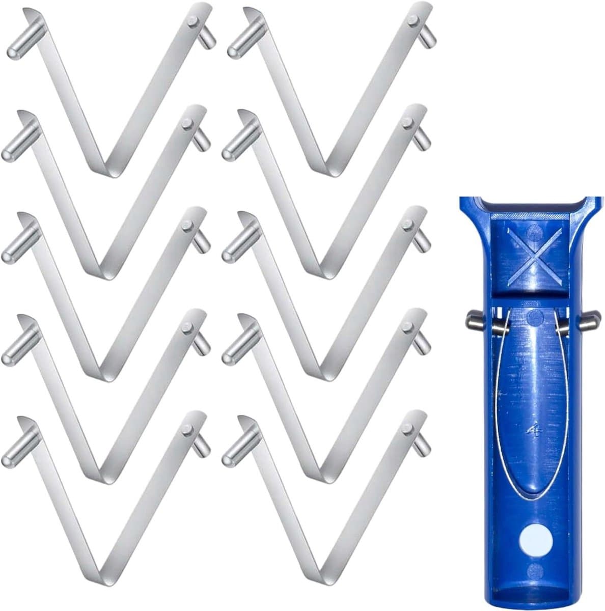 Poolborstel Klemmen - Dubbele Pin Clips - Dagelijks Onderhoud - Roestvrij Staal - 10 Stuks - Zilverkleurig — afbeelding 1