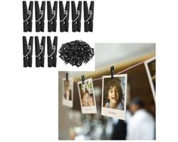 Store_7 - Mini Wasknijpers - Decoratieve Clips - Zwart - Houten Klemmen - Handwerk en Knutselprojecten - 100 Stuks