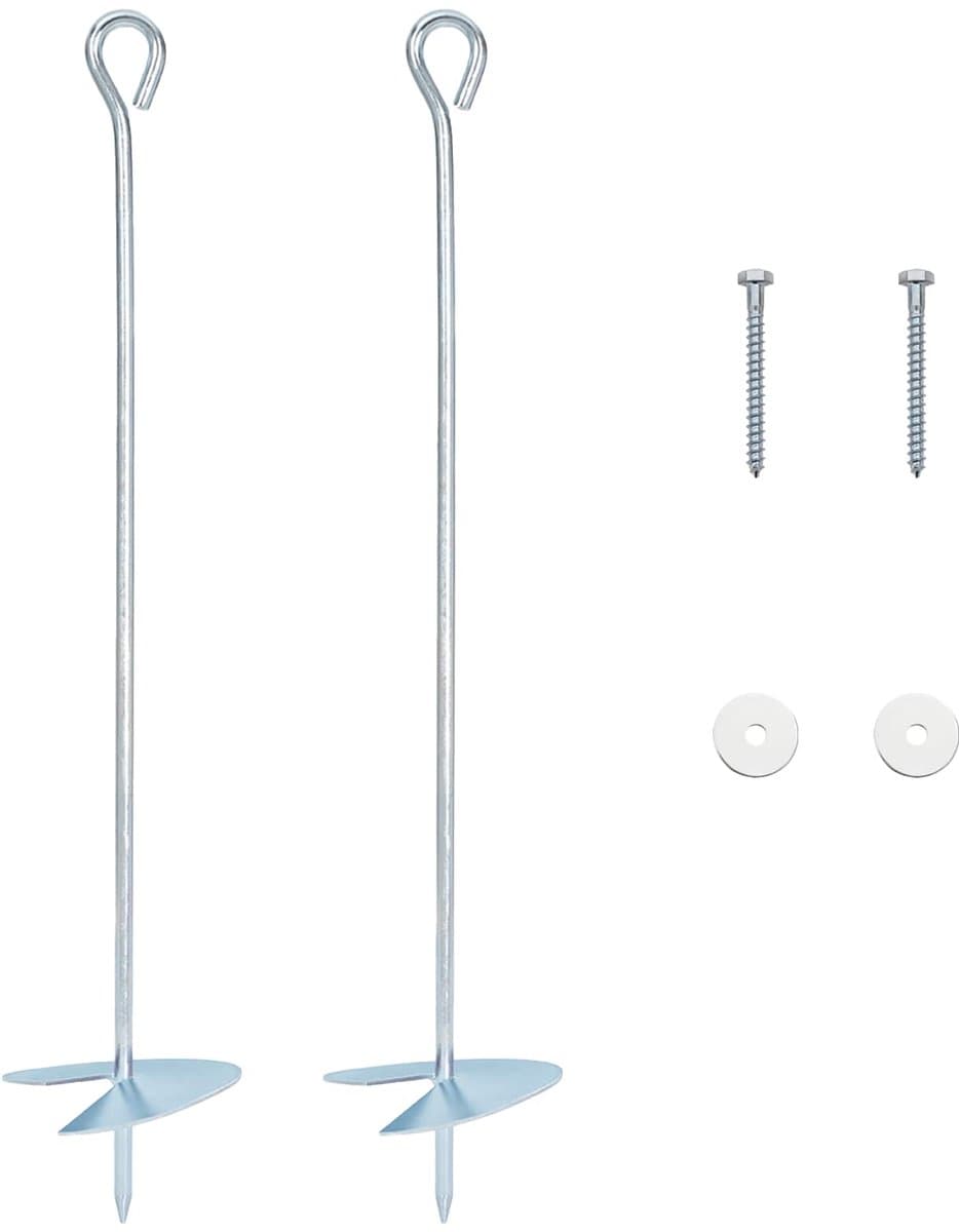 vidaXL - Aardanker - 2 - st - Ø10 - x - 50 - cm - Gegalvaniseerd - Metaal - zilver — afbeelding 1