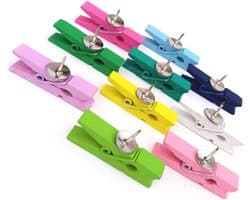 Houten Clips - Decoratieve Speldjes - Creatieve Projecten - Met Metalen Punaise - 50 Stuks - Willekeurig