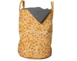 ABAKUHAUS Earth Colors waszak, herfstbladspiralen, wasmand met handvaten, trekkoordsluiting voor wasserettes, aardgeel abrikoos