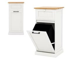 Vuile kledingkast houten emmer voor vuile kleding met lade en afneembare wasmand 40x37x82 cm wit