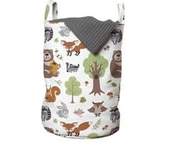 Dailygoody - Waszak - Opbergen en Transporteren - Duurzaam Polyester - Groen Meerkleurig - Bosdieren - Voor Huis en Reis
