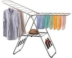 Opvouwbaar droogrek - Kledingdroger rek - Kleding drogen - In hoogte verstelbaar - 163 cm hoog - Zilver