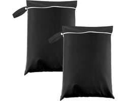 2 Stuks Waterdichte Waszakken voor Reizen, Grote Natwaszak voor Vuile Kleding en Zwemkleding, Ideaal voor Vakantie en Sport 30 * 40cm (Zwart)