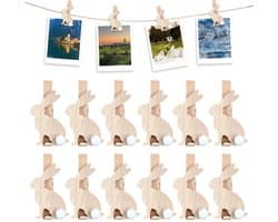 Dailygoods - Cosensi - Dailygoods - Dailygoody - Mini-wasknijpers van hout - Decoratieve paasklemmen - Stevige constructie - Kleur B - Voor woondecoratie - Mini-hazenklemmen - Geschikt v...