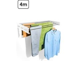 Bodo® In- en uitklapbaar droogrek met Ophanghaken - Wit - 4m Drooglengte — afbeelding 1