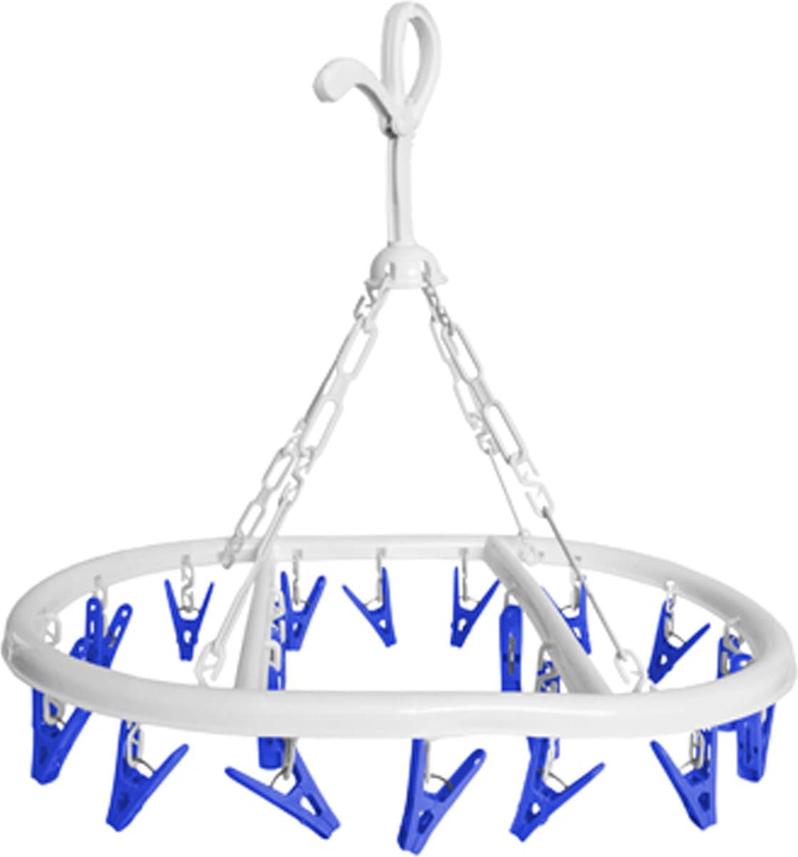 CM Wasgoed droogcarrousel/droogmolen - 20 clips/knijpers - wit/blauw - kunststof - 29 x 42 cm — afbeelding 1