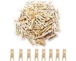 100 mini-kledingclips - Kledingclips van hout - 2,5 x 0,3 cm - Mini-fotoclips - Kleine kledingclips - Geschikt voor woondecoratie, knutselwerk, wanddecoratie, het bevestigen van foto's en als paperclip.