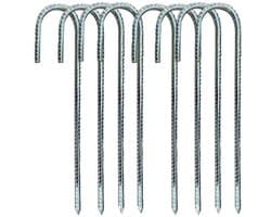 8 grondpennen - 30 cm gegalvaniseerde grondankers - J-vormige grondpennen - grondankers voor de bouw - tentpennen met beitelvormige punten - geschikt voor tenten, partytenten, trampolines, springkussens, kamperen, voetbalnetten, enz.