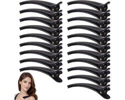 Haarclips Set - Verdelingsklemmen Kappers - Haar Styling Knippen - Duurzaam Groot Bijten - 20 Stuks - Zwart