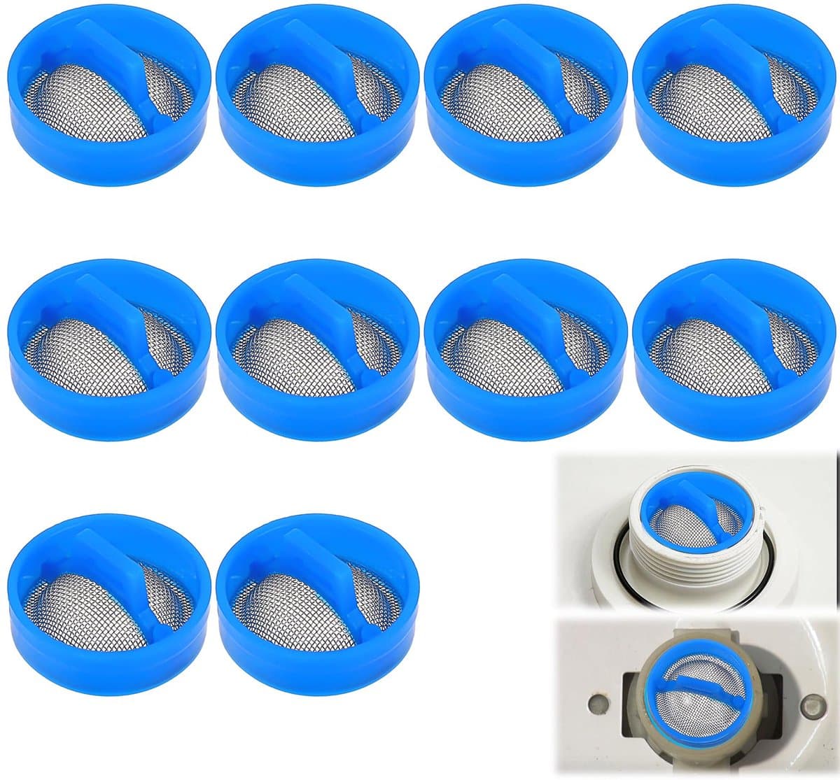 10 stuks, wasmachinefilter, wasmachineslangfilter, inlaatklepfilter, gaas, wasmachine-onderdelen vervangings- en reparatieset, geschikt voor automatische wasmachine-accessoires — afbeelding 1
