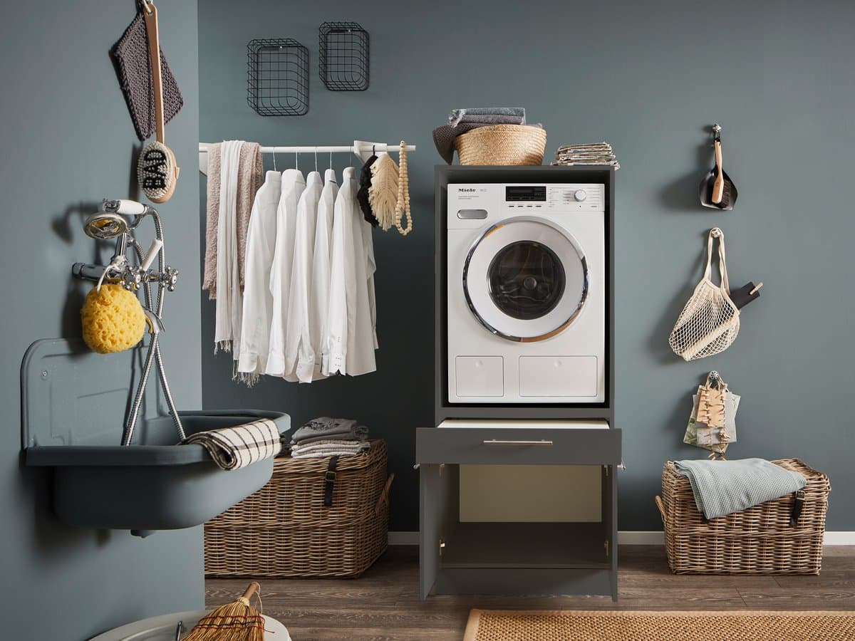 Wasmachine kast met verhoger - Wasmachine kast - Wasmachine ombouw meubel - Antraciet - Wasmachine ombouw kast - Hoogte 162 cm — afbeelding 1