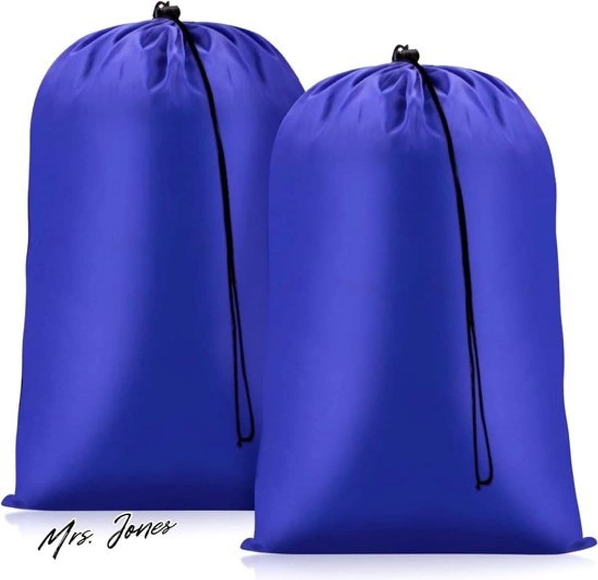 Mrs. Jones grote waszakken - 2 stuks - Trekkoord en veerslot - Blauw - 60x80cm — afbeelding 1