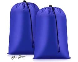 Mrs. Jones grote waszakken - 2 stuks - Trekkoord en veerslot - Blauw - 60x80cm
