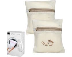 Waszakken voor de wasmachine, set van 2 - Herbruikbare mesh zakken 18 x 20 cm voor fijne was, bh's, sokken en schoenen