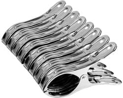 8 stuks handdoekklemmen voor strandstoelen, wasknijpers, grote roestvrijstalen handdoekklemmen, strandhanddoek voor strand, vakantie, outdoor, zwembad (zilver)