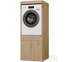 Wasmachinekast - Drogerkast - Opbergen Wasmachine - Ruimtebesparend Ontwerp - 180x64x64 cm - Wit