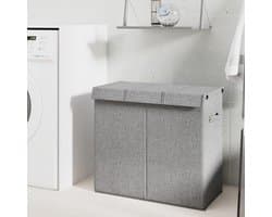 Opvouwbare Wasmand - Vuilnisbak Was - Sorteren Kleding - 3 Uitneembare Zakken - 64.5 x 34.5 x 59 cm - Grijs