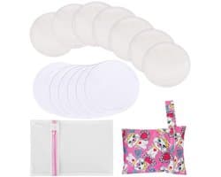 - Wasbare Borstkussens - Herbruikbare Biologische Bamboe Pads - Inclusief Waszak - Geschikt voor Borstvoeding Moeders - Formaat 3,9 inch