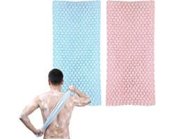 Set van 2 Extra Lange Exfoliërende Douchetowels van 100 x 25 cm - Peeling Net Spons, Bad Spons en Wasnet voor Dode Huidverwijdering voor Mannen en Vrouwen