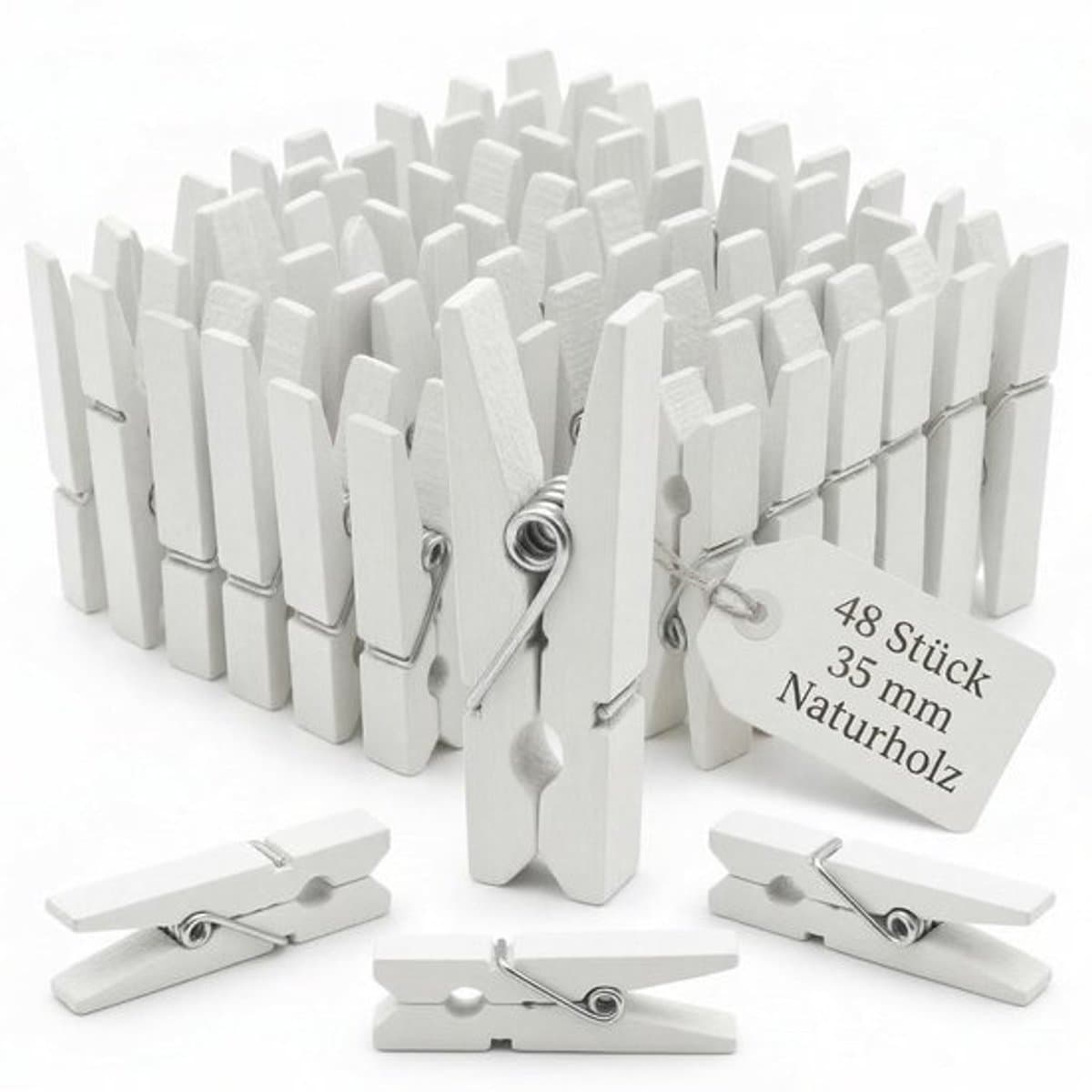 Wasknijpers Mini - Houten Wasknijpers - Knutselen - Fotoklemmen - Cadeauzakjes - 50 Stuks - Natuurlijk Hout - Mini-clips — afbeelding 1