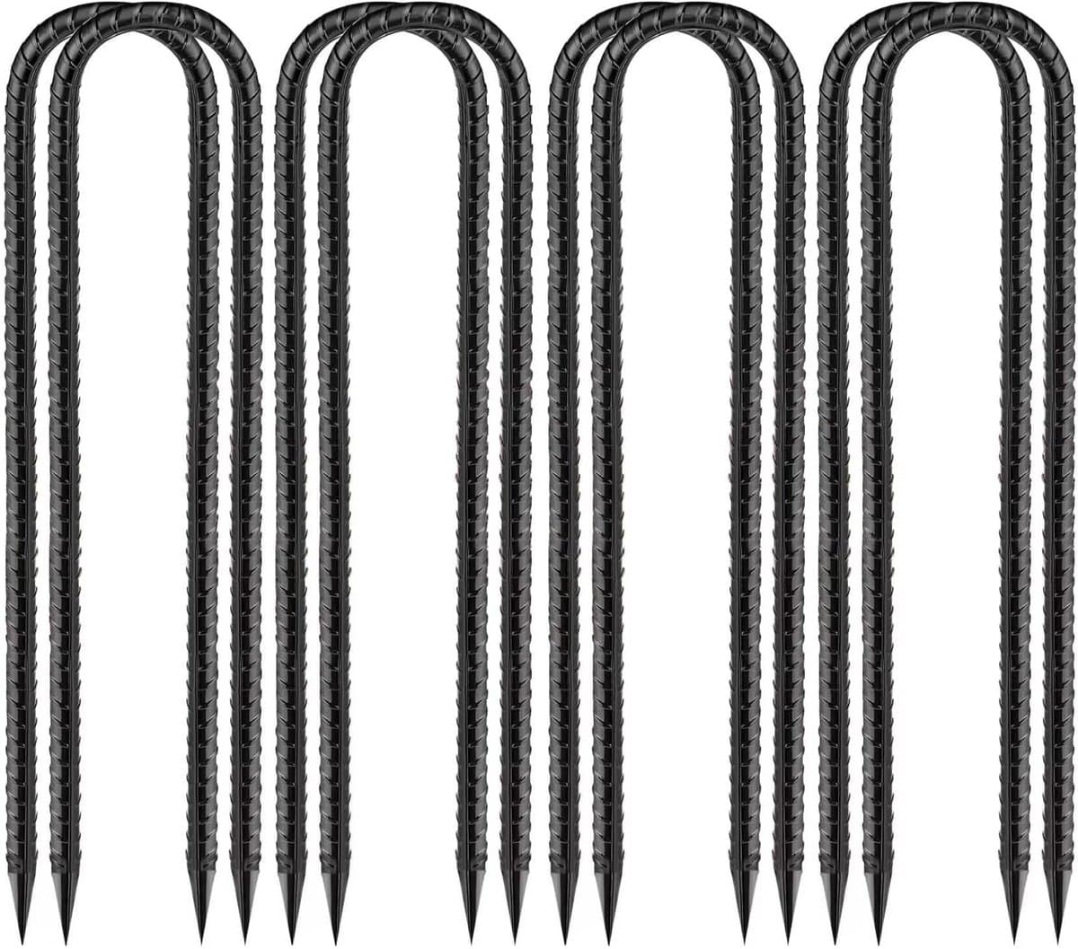 Omgoods- Grondanker U-vormig 30 cm - 8 stuks - Verzinkt Staal - Tentnagels - Grondpennen - Sterk en scherp - Tentharing — afbeelding 1