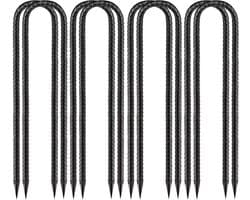 Omgoods- Grondanker U-vormig 30 cm - 8 stuks - Verzinkt Staal - Tentnagels - Grondpennen - Sterk en scherp - Tentharing